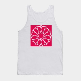 White Islamic Geometric Pattern Stars on Pink Background Tank Top